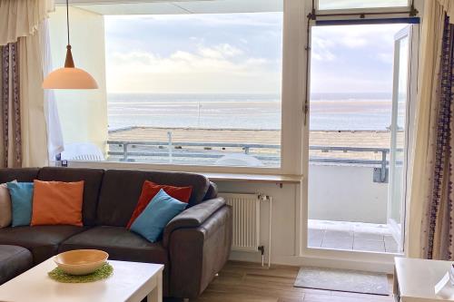 Borkum Ferienwohnung Meerblick Appartement &quot;Schöne Aussichten&quot; - Wohnzimmer mit Meerblick
