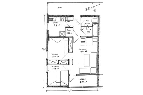 Borkum Ferienwohnung Meerblick Appartement &quot;Schöne Aussichten&quot; - Grundriss