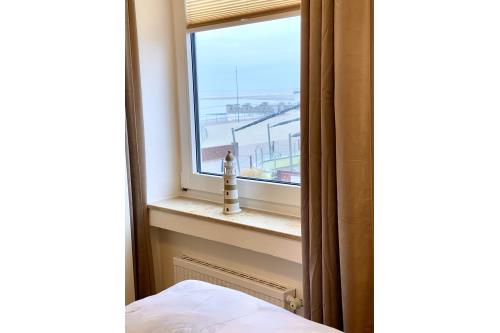 Borkum Ferienwohnung Meerblick Appartement &quot;Schöne Aussichten&quot; - Aussicht vom Schlafzimmer