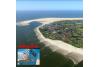 Borkum Ferienhaus Nordseeperle - Luftbild mit Rahmen und Strandkorb