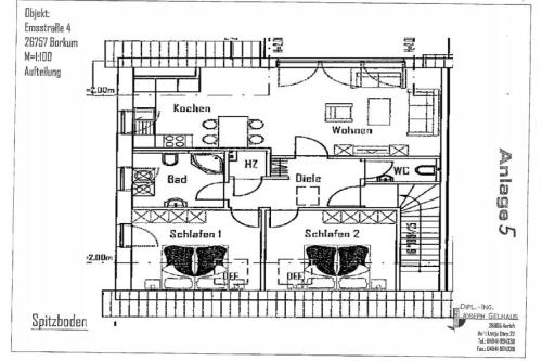 Borkum Ferienwohnung Emsdüne - Grundriss