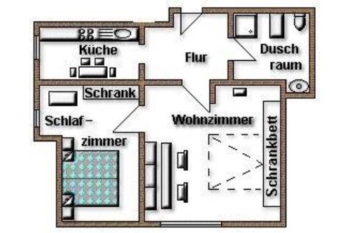 Borkum Ferienwohnung Haus Regina - 1 - Grundriss - Fewo 1