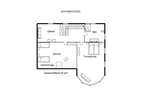 Borkum Ferienhaus Villa Elysée - Villa Elysee - Grundriss DG