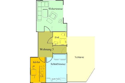 Borkum Ferienwohnungen Unterm Reetdach - Wohnung 3 - Grundriss Wohnung 3