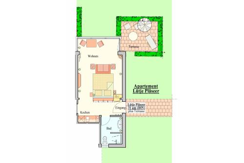 Langeoog Ferienwohnung Haus Ostwind - Lütje Pläseer - Apartement Lütje Pläseer