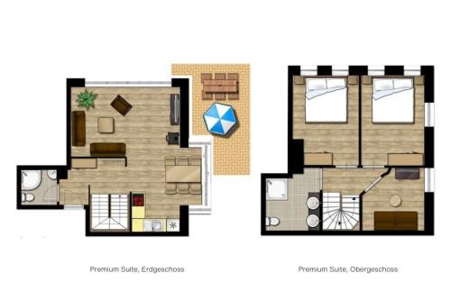 Langeoog Hotel Suitenhotel Idyll Heckenrose ****garni - 1 Premium - Grundriss