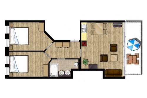 Langeoog Hotel Suitenhotel Idyll Heckenrose ****garni - 7 Comfort - Grundriss