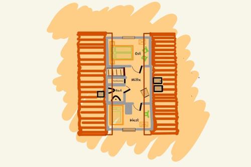 Langeoog Ferienwohnung Deck 2 - 1 - Grundriss Dachgeschoss