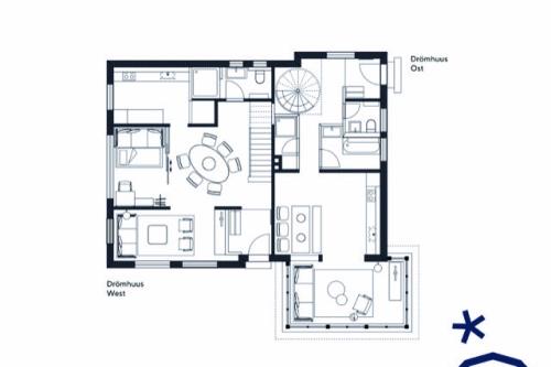 Spiekeroog Ferienhaus Drömhuus - Grundrisse Ost & West, Erdgeschoss