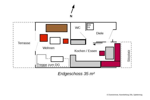 Spiekeroog Ferienwohnung Dünenrose - Grundriss Erdgeschoss