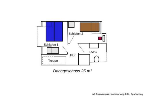 Spiekeroog Ferienwohnung Dünenrose - Grundriss Dachgeschoss
