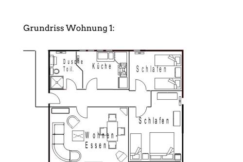 Spiekeroog Ferienwohnung Haus Bargmann - 1 - Grundriss 
