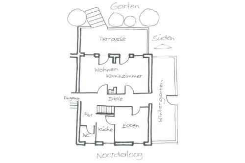 Spiekeroog Ferienhaus Haus Heidefeld - Haus/große Wohnung - Grundriss Haus EG