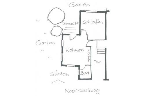 Spiekeroog Ferienhaus Haus Heidefeld - sep. Apartment - Grundriss Apartment