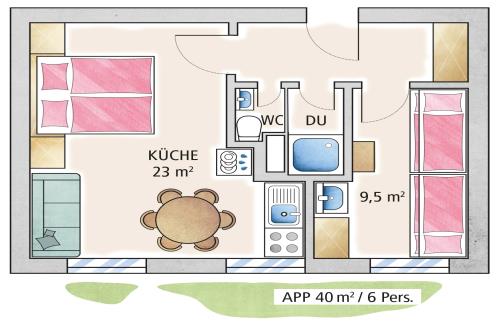 Spiekeroog Ferienwohnung Haus Seerose - Ev. Familienferienstätte-  - Wohnug 15 Plus - Ausstattung 1