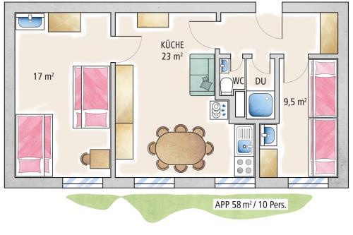 Spiekeroog Ferienwohnung Haus Seerose - Ev. Familienferienstätte-  - Wohnung 12 Plus - Ausstattung 2