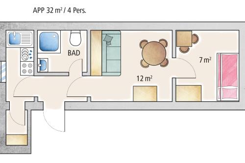 Spiekeroog Ferienwohnung Haus Seerose - Ev. Familienferienstätte-  - Wohnung 18 - Ausstattung 2