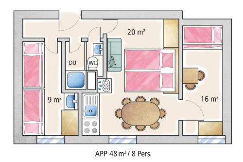 Spiekeroog Ferienwohnung Haus Seerose - Ev. Familienferienstätte-  - Wohnung 21 Plus - Ausstattung 1
