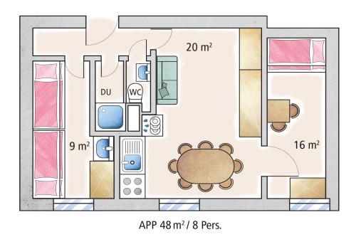 Spiekeroog Ferienwohnung Haus Seerose - Ev. Familienferienstätte-  - Wohnung 21 Plus - Ausstattung 2