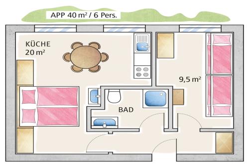 Spiekeroog Ferienwohnung Haus Seerose - Ev. Familienferienstätte-  - Wohnung 4 Plus - Ausstattung 1