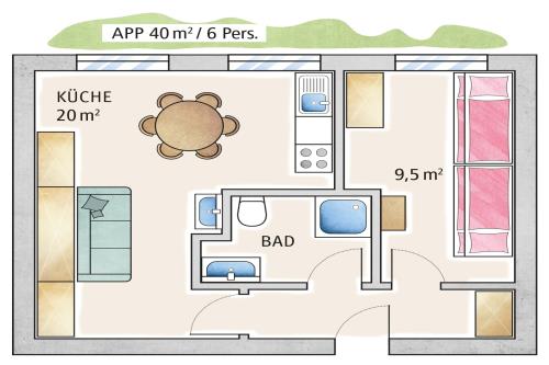 Spiekeroog Ferienwohnung Haus Seerose - Ev. Familienferienstätte-  - Wohnung 4 Plus - Ausstattung 2