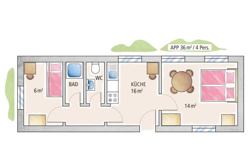 Spiekeroog Ferienwohnung Haus Seerose - Ev. Familienferienstätte-  - Wohnung 7 - Ausstattung 1