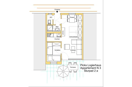 Spiekeroog Ferienwohnung Picks Logierhaus, Neubau App. N3 - Grundriss