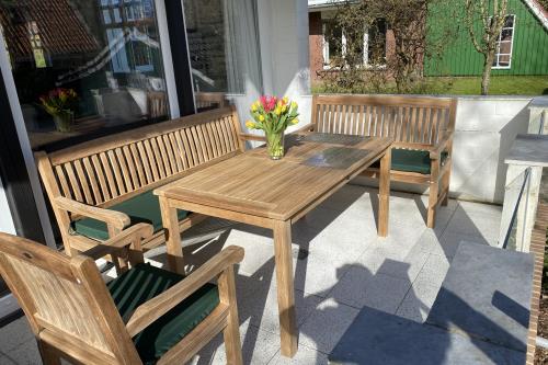 Spiekeroog Ferienhaus Rikes Huus - Terrasse am Wohnzimmer