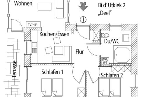 Spiekeroog Ferienwohnung Spiekeroog Ferientraum &quot;Bi d´ Utkiek&quot; - Gebäude I Wohnung Deel
