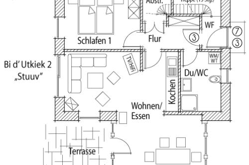 Spiekeroog Ferienwohnung Spiekeroog Ferientraum &quot;Bi d´ Utkiek&quot; - Gebäude I Wohnung Stuuv